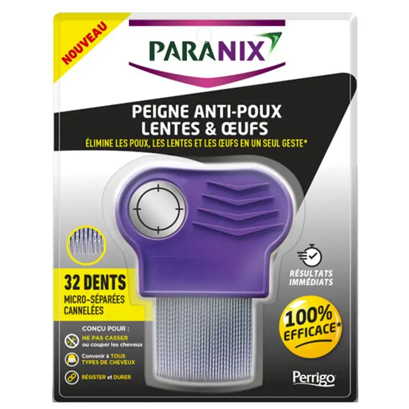 Paranix Peigne 3 en 1 Anti-Poux Métallique - 1 Peigne - Élimination efficace des poux et lentes