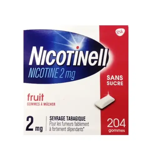 NICOTINELL 2 mg FRUIT sans sucre (204 gommes)