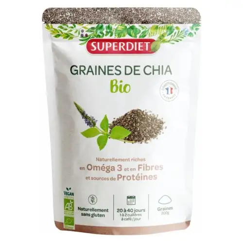 SUPERDIET - Graine de Chia Bio - 200g de poudre