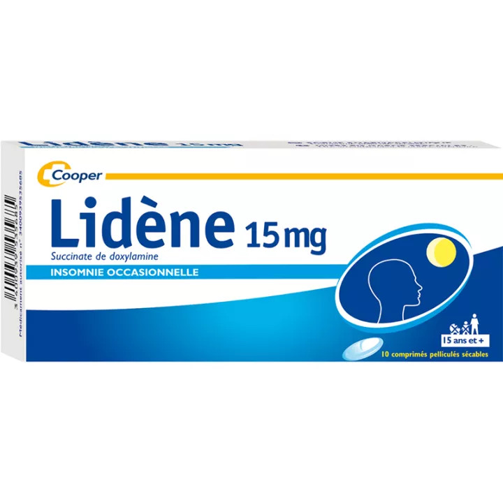 Lidène 15mg Doxylamine 10 comprimés sécables