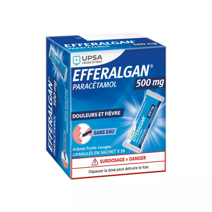 Efferalgan Paracétamol 500 mg Granulés Framboise 16 sachets