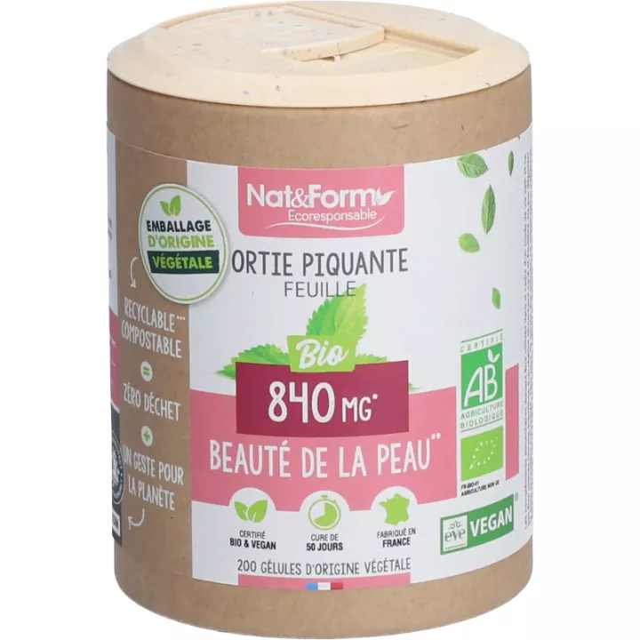 Nat & Form Ortie Piquante Feuille Bio 200 Gélules Végétales Eco