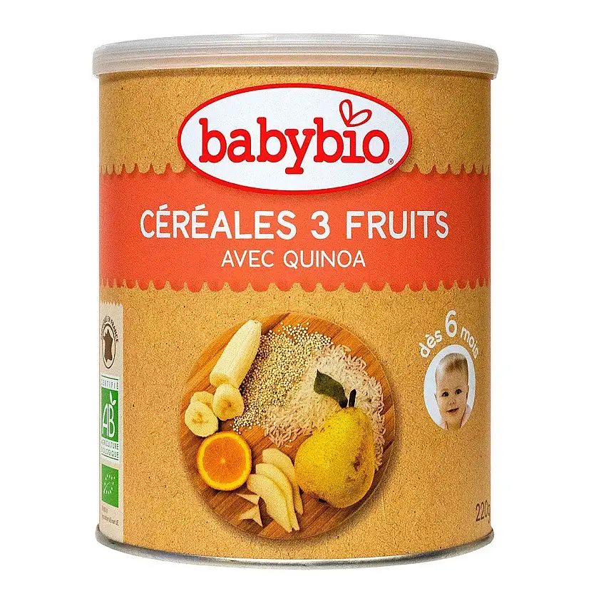 Babybio Far Inst Céréal 3 Fruits 2Âge B/220G