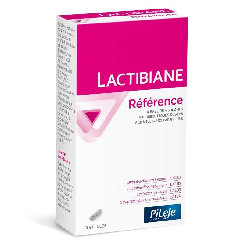 Pileje Lactibiane Référence 30 gélules - 4 souches probiotiques, équilibre intestinal