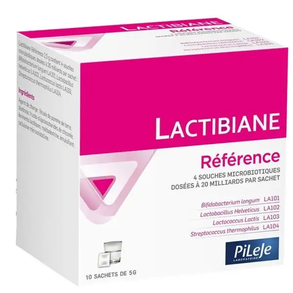 Pileje Lactibiane Référence 10 Sachets de 2,5g - 4 souches probiotiques, équilibre intestinal