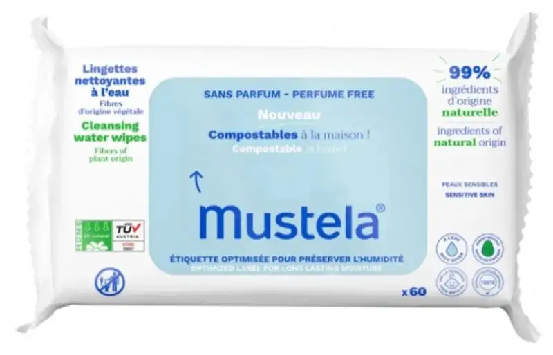 Lingettes Nettoyantes Compostables Sans Parfum 60 Lingettes
