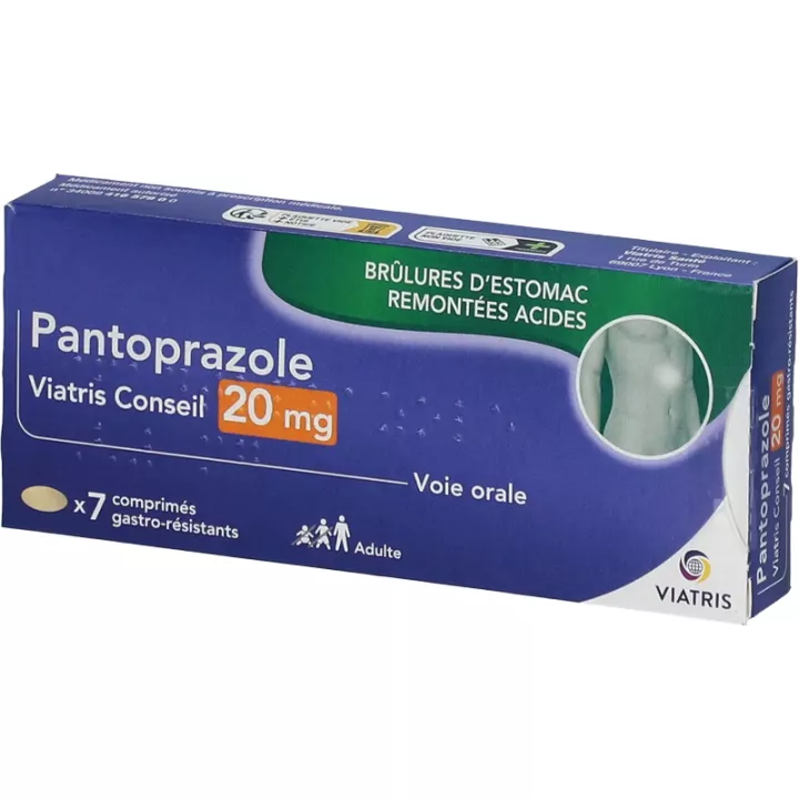 Pantoprazole 20 mg Brûlure d'Estomac Viatris 7 comprimés