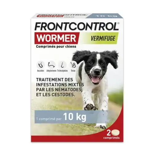FRONTCONTROL WORMER Vermifuge Chien 10kg (2 comprimés)