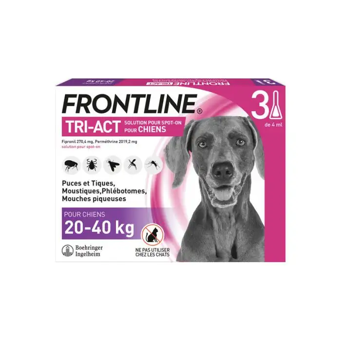 Frontline Tri-Act Chiens 20-40kg (3 pipettes)