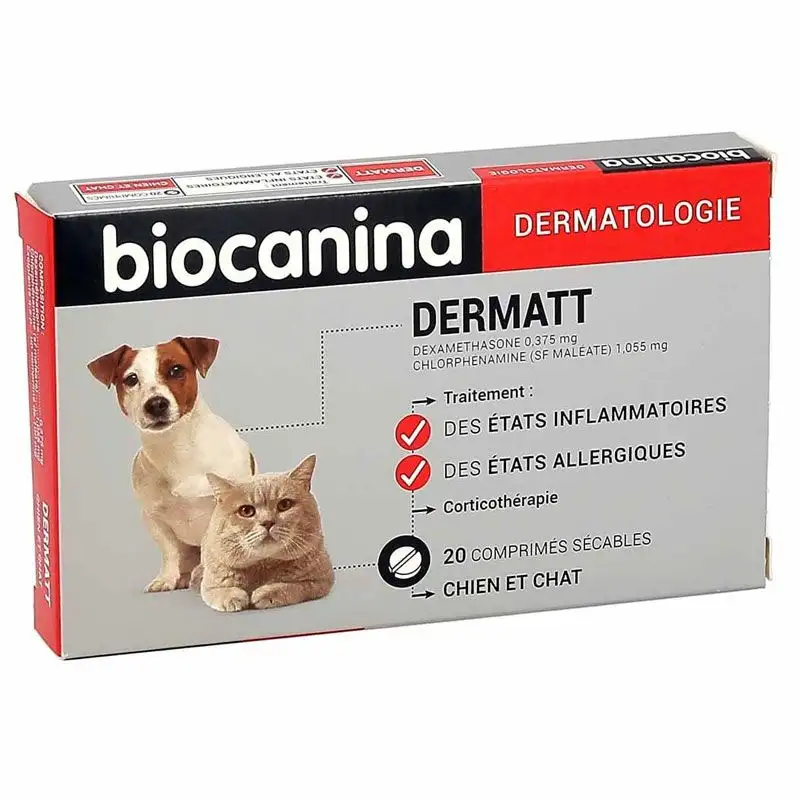 Biocanina Dermatt - 20 comprimés - Traitement anti inflammatoire pour chien et chat