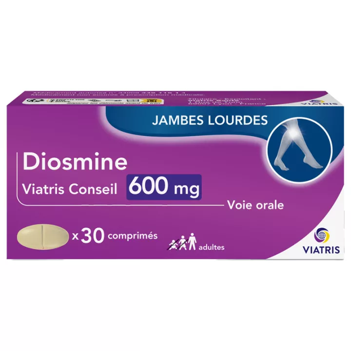 Diosmine 600 mg Jambes Lourdes Mylan 30 comprimés