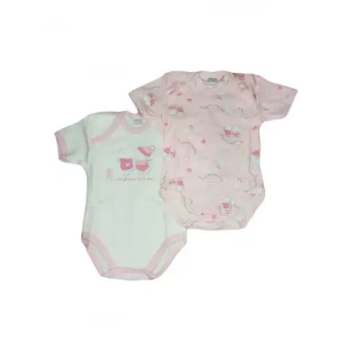 Bi-pack sous-vêtement bébé fille body demi manche Ellepi blanc rose Af4820 6 m