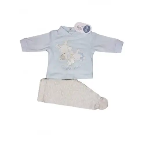 Combinaison coton 2pcs pour nouveau-né Ellepi gris ciel 1 m