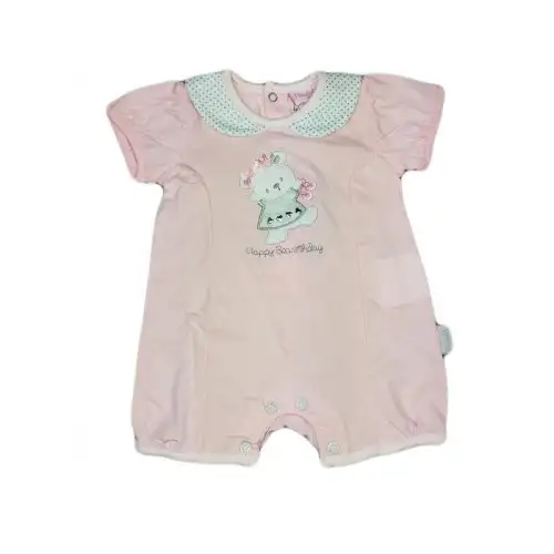 Barboteuse bébé fille manches mi-longues Rose pastel 1 - 3 mois