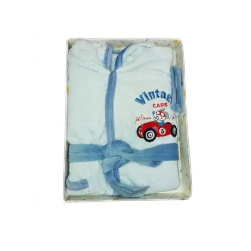 Peignoir coton éponge Ellepi bébé garçon ciel 18 m