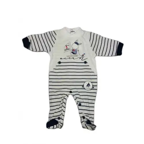 Barboteuse Ellepi coton bébé garçon bleu 6 m