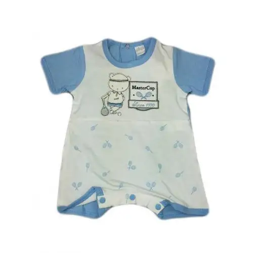 Barboteuse barboteuse bébé garçon demi manche Ellepi blanc ciel 3 m