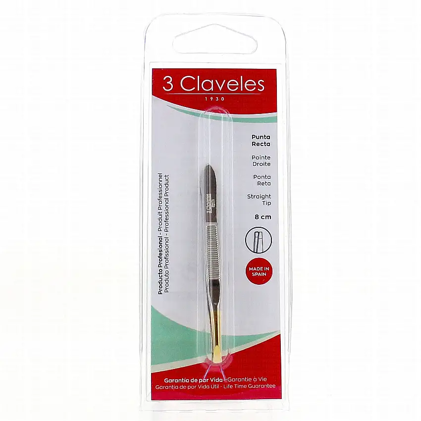 3 CLAVELES Pince à épiler droite 8cm