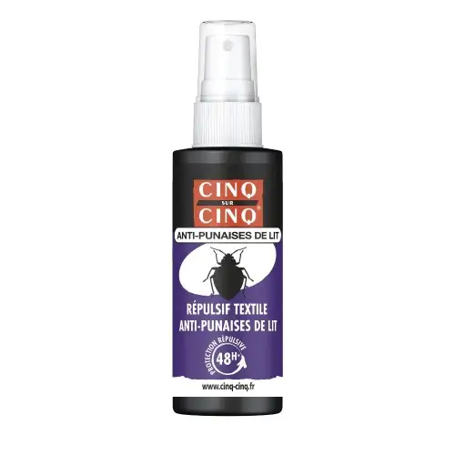 5/5 CINQ sur CINQ - Spray Répulsif Anti-Punaise de Lit - Spécial Textile - 50ml