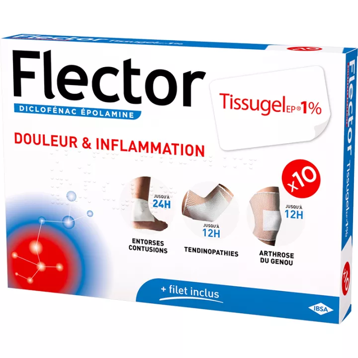 Flector Tissugel EP 1% Diclofénac 10 Emplâtres pour tendinite & arthrose