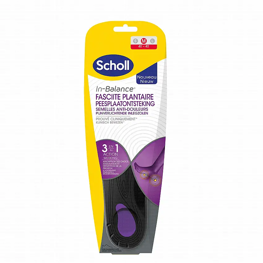 SCHOLL In-Balance - Semelles Anti-Douleurs Fasciite Plantaire taille 40/42