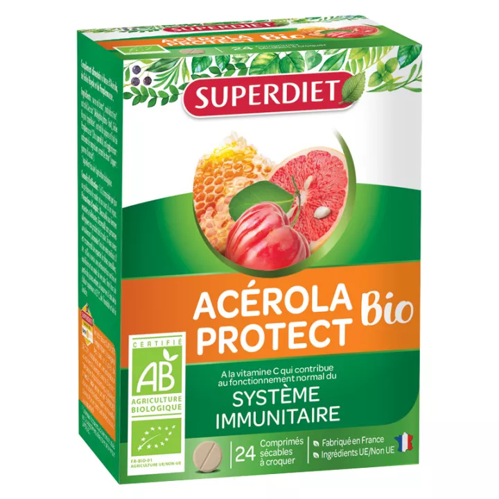 Superdiet Acérola Protect Bio Sytème Immunitaire Comprimés à Croquer x 24*