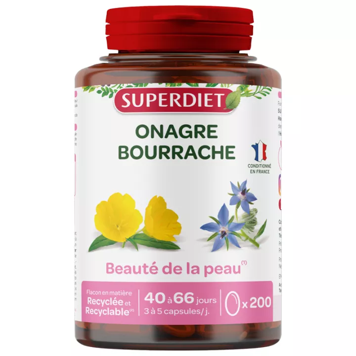 Superdiet Onagre Bourrache Beauté de la Peau 200 capsules