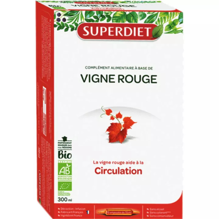 Superdiet Vigne Rouge Circulation Bio 20 ampoules