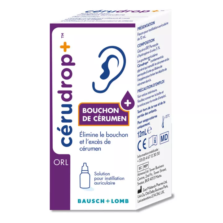 Bausch+Lomb Cérudrop+ Bouchon et Excès de Cérumen 12 ml