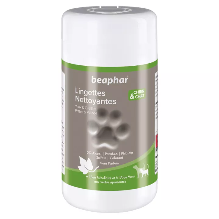 Beaphar 100  Lingettes Nettoyantes Yeux Oreilles Pattes Et Pelage