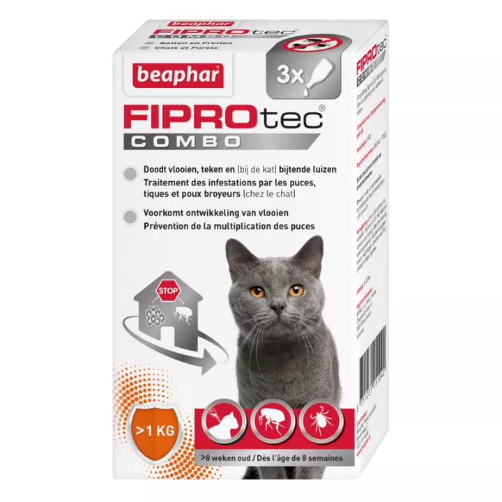 Beaphar Fiprotec 3 Pipettes Combo Spot-On Chats Et Furets
