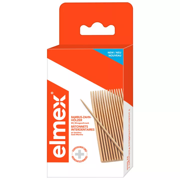 Elmex Batonnets Interdentaires en Bambou Goût Menthe 32 sticks