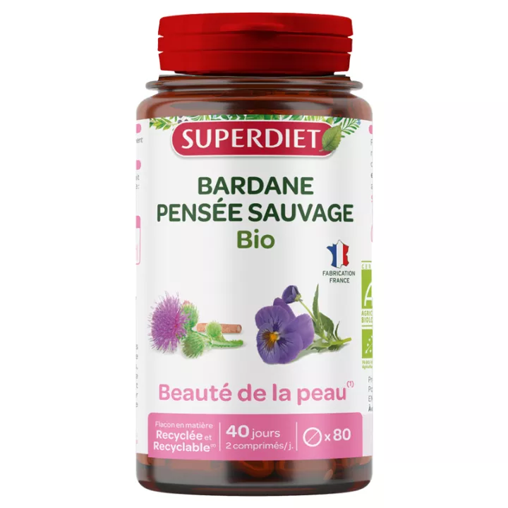 Superdiet Bardane Pensée Sauvage Bio Beauté de la Peau 80 comprimés