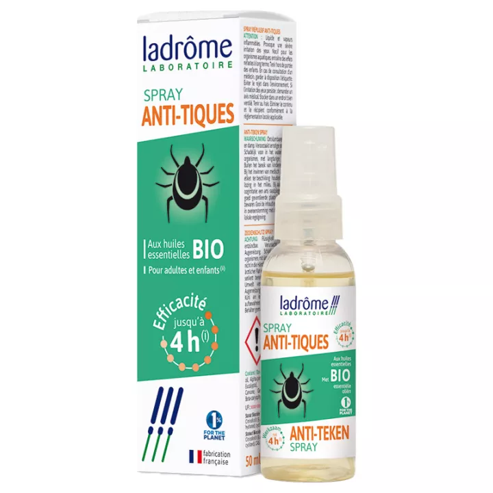 Ladrôme Spray Anti-Tiques aux Huiles Essentielles Bio 50 ml