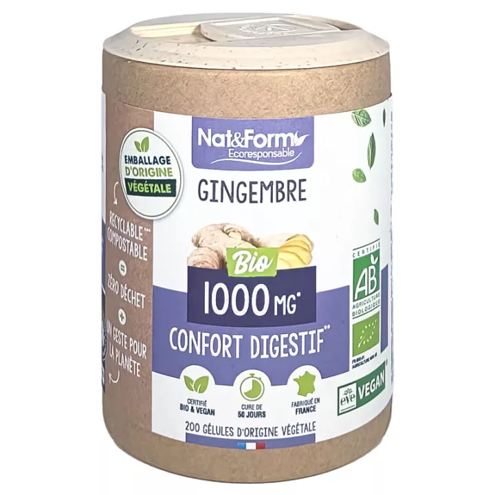 Nat & Form Gingembre Bio 200 Gélules Végétales Eco