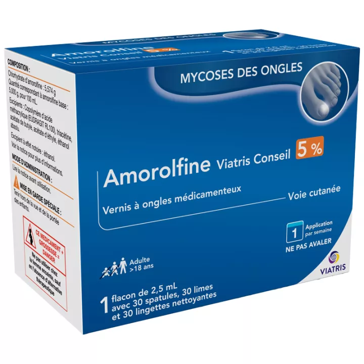 Amorolfine 5% Mycose des Ongles Mylan 2,5 ml