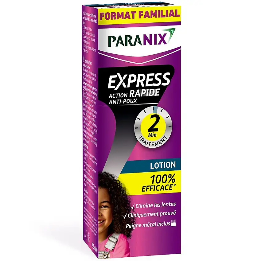 Paranix Express Lotion Anti-Poux et Lentes 195 ml - Élimination en 5 Minutes, peigne inclus