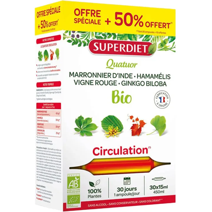 Superdiet Quatuor Circulation Bio ampoules