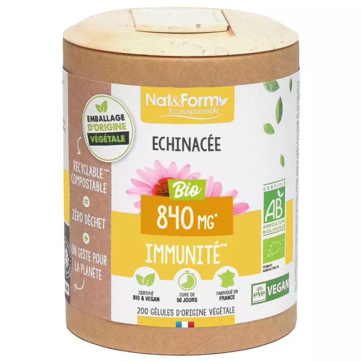Nat & Form Echinacea Bio 200 Gélules Végétales Eco