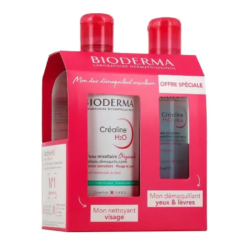 Bioderma - Coffret Créaline H2O 500ml et son démaquillant H2O Yeux 125ml