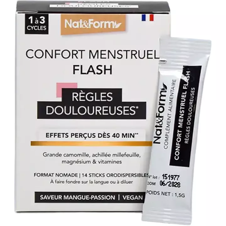 Nat & Form Confort Menstruel Flash Règles Douloureuses 14 sticks