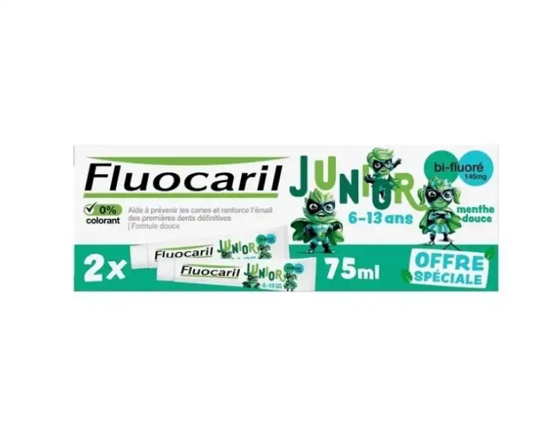 Junior Dentifrice 6-13 Ans Menthe Douce Lot de 2 x 75ml