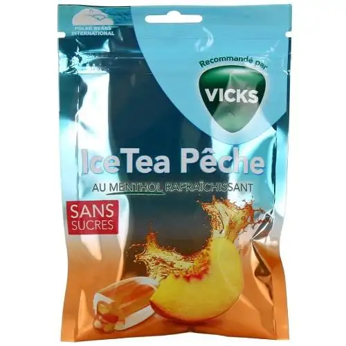 VICKS - Bonbon Ice Tea Pêche Sans Sucre - 17pièces