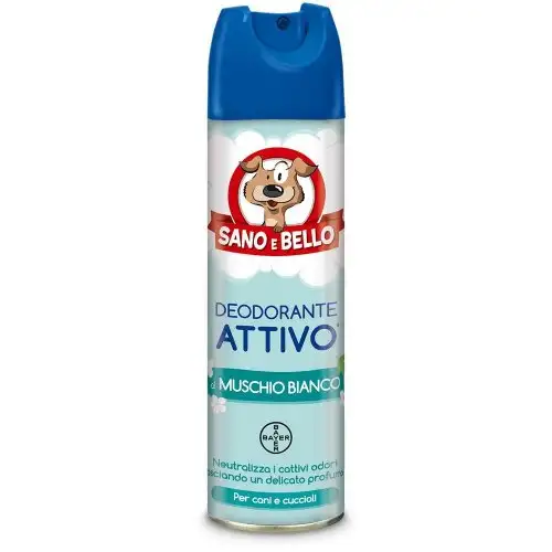 Bayer Sano E Bello Déodorant Actif Au Musc Blanc Hygiène Pour Chien 250 ml