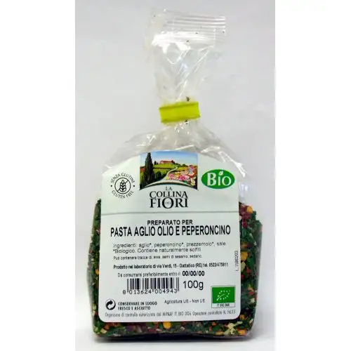 La Collina Dei Fiori Huile D'ail Et Piment Préparé Bio Sans Gluten 100g