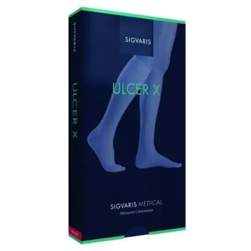 Sigvaris Ulcer X CX3 AD Mi-bas à bout ouvert Couleur naturelle Taille XS Long