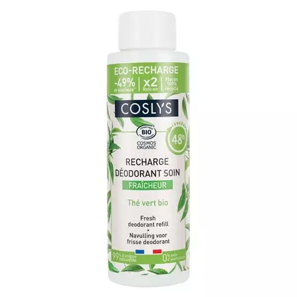Coslys Recharge Déodorant Soin Fraîcheur Thé Vert Bio 100ml
