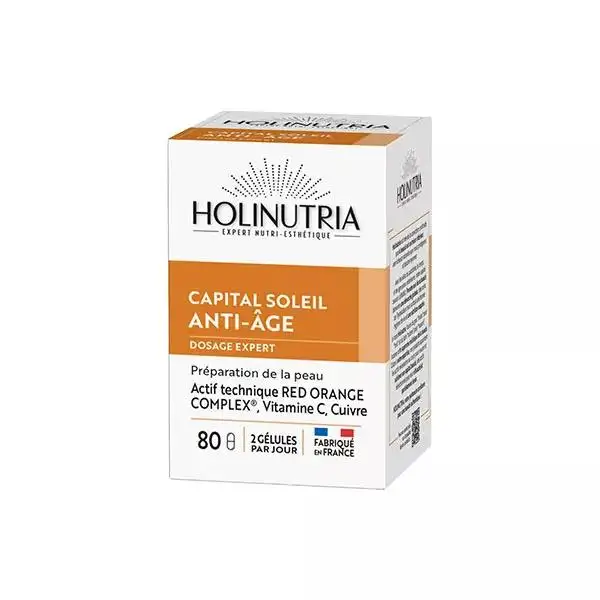 Holinutria Bronzage anti-âge, prépare à l'exposition, 80 gélules végétales