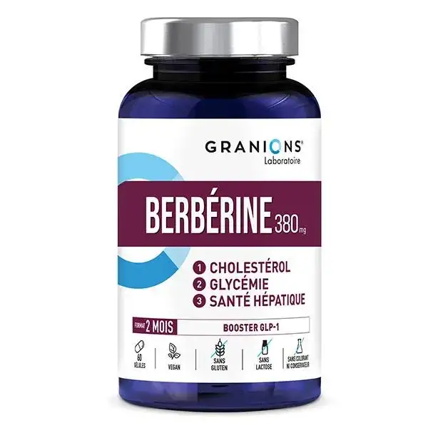 Granions Berbérine - Ail noir, Berbérine, Chrome- Cholestérol, Glycémie - 2 mois