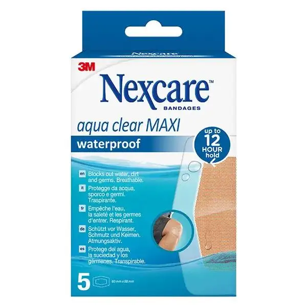 3M Nexcare Aqua Clear Maxi Waterproof Pansement 60x88mm 5 unités